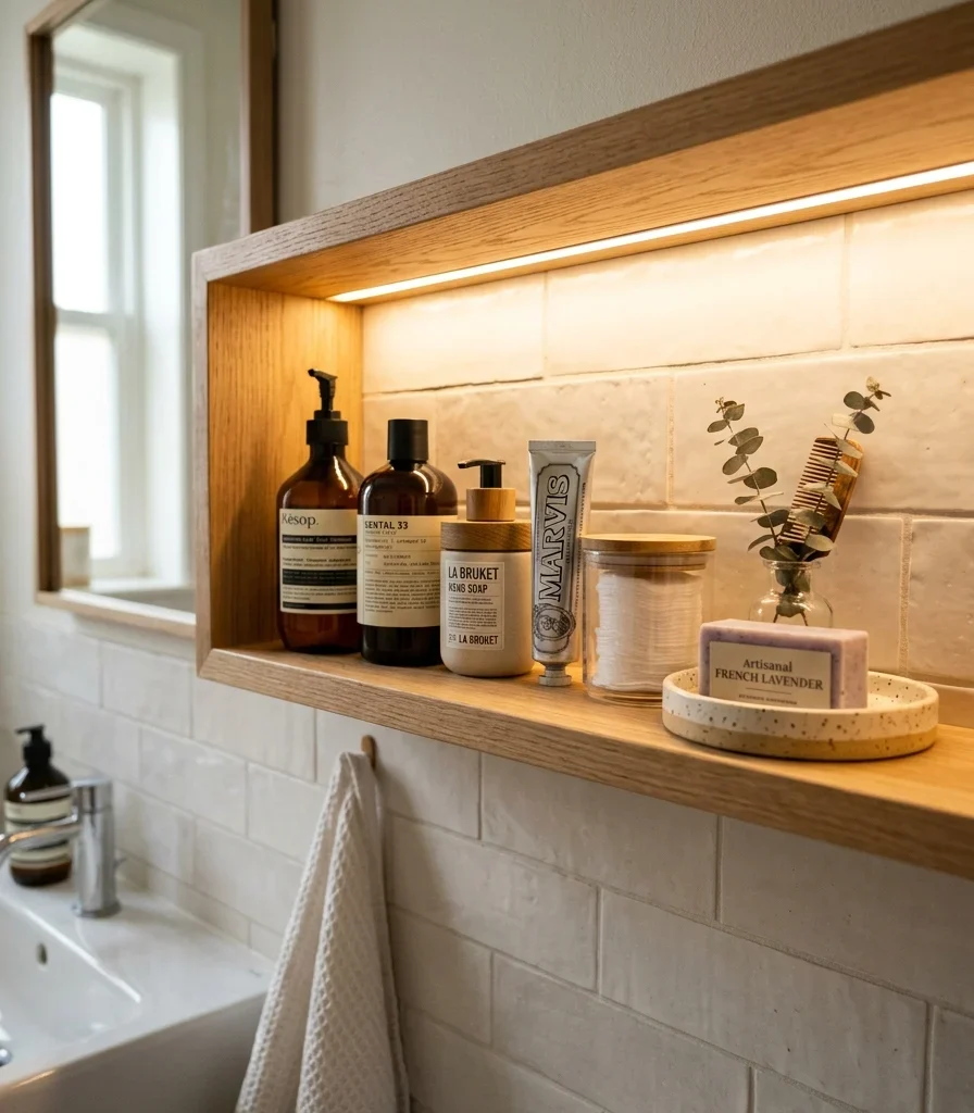 9. Add an Illuminated Open Shelf for Everyday Display Storage