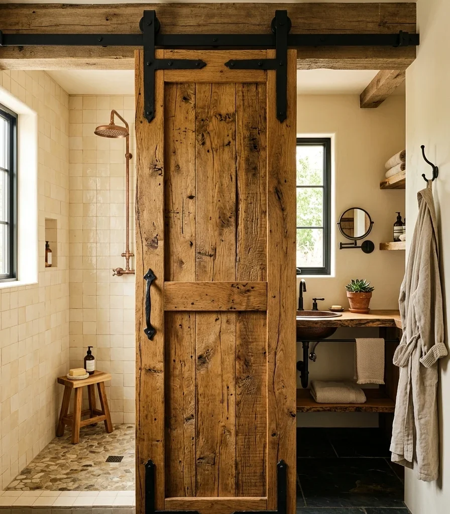 9. Divide the Shower With a Barn Door Style Slider