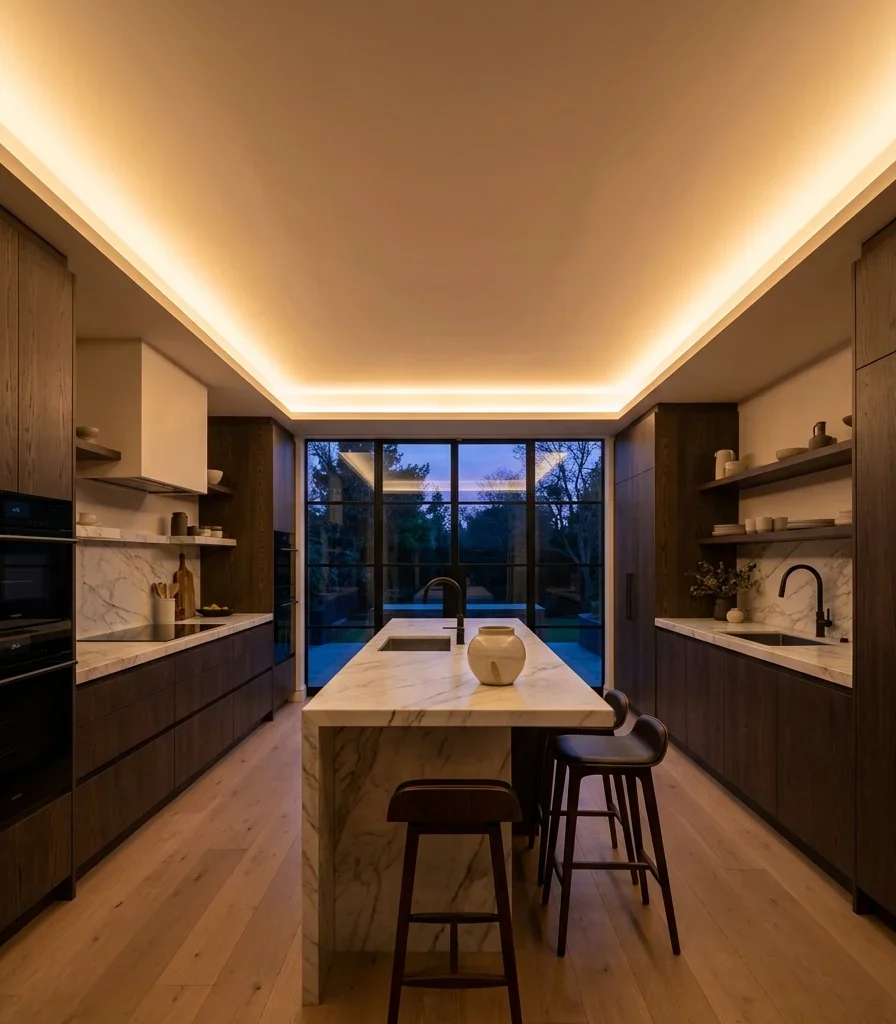 9. Recess Cove Lighting Along the Ceiling Perimeter
