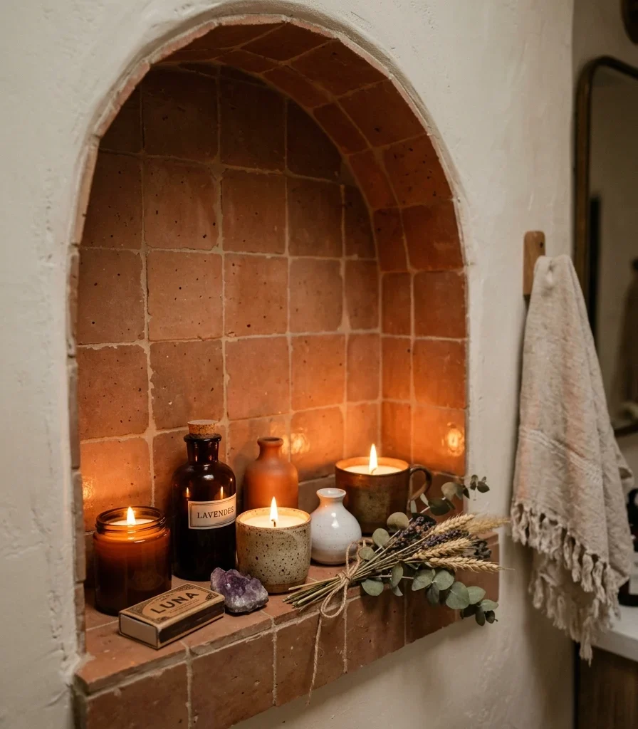 9. Style a Candlelit Niche Shelf for an Evening Ritual