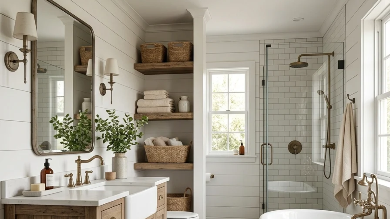 15 Creative Farmhouse Full Bathroom Ideas