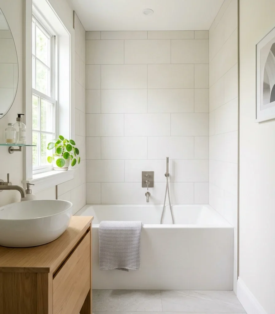 1. A Tub Tucked Into a Full Wall Alcove