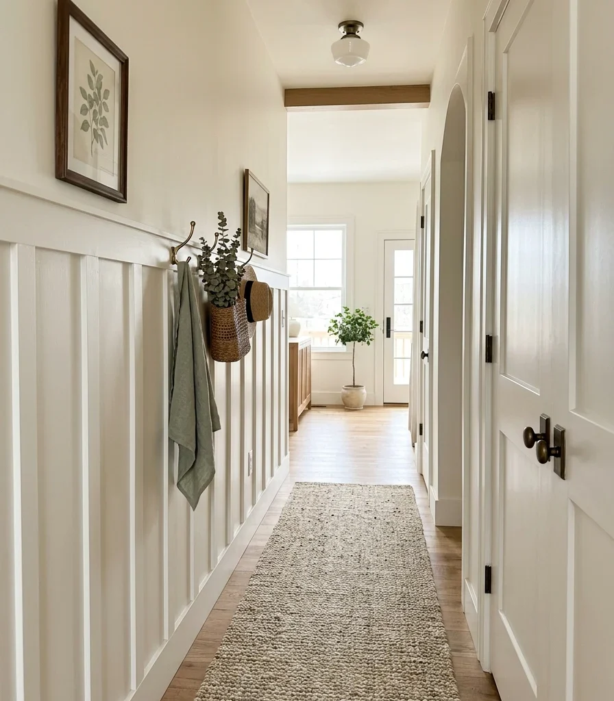 1. Board-and-Batten Wainscoting Hallway Walls
