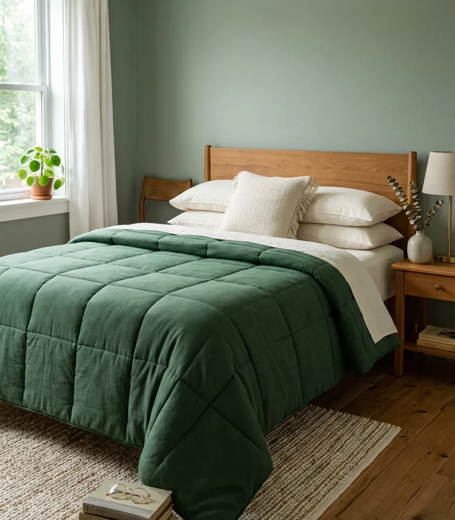 1. Choosing Your Green Comforter Shade for the Room's Light