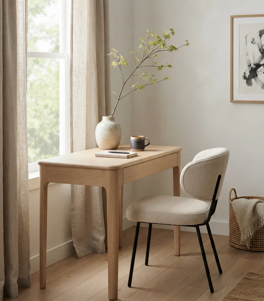 1. Ground the Room With a Pale Oak Desk