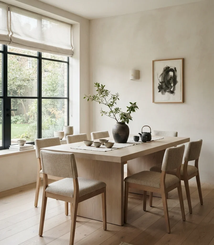 1. Pale Oak Table With Warm White Walls