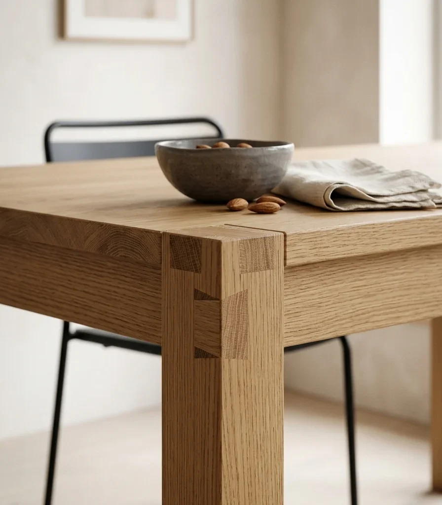 1. Solid Oak Dining Table with Exposed Joinery