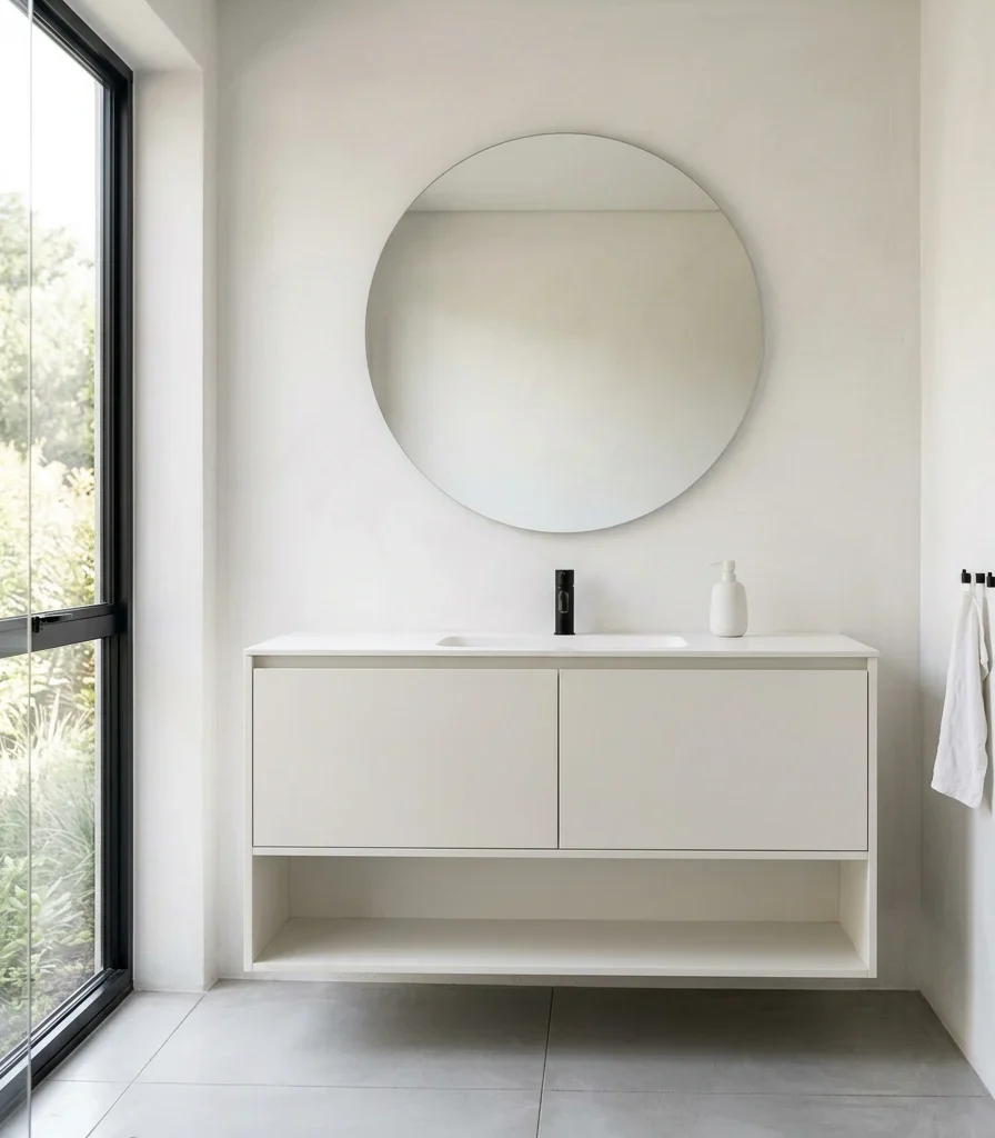 10. A Floating Vanity With Push-to-Open Drawers