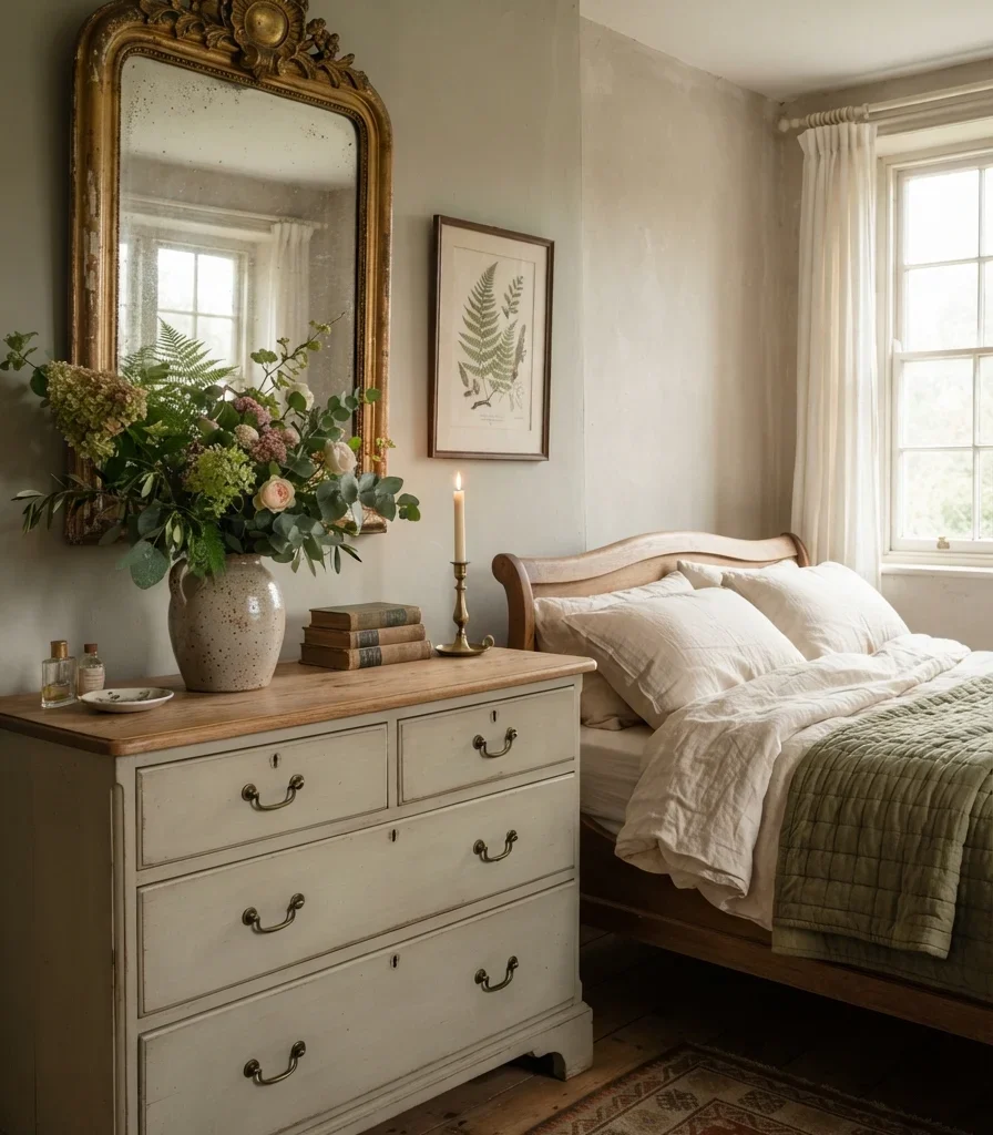 10. Add an Antique Mirror Above a Painted Dresser