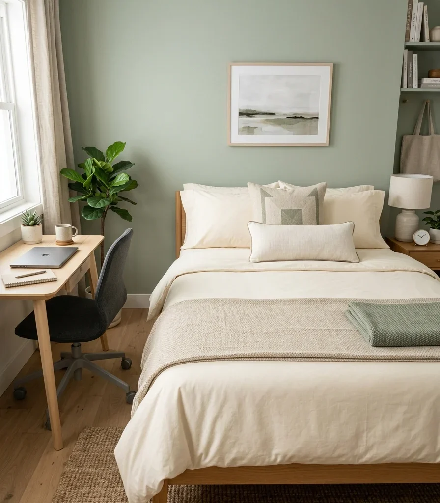 10. Choose Bedding in Office-Friendly Neutral Tones