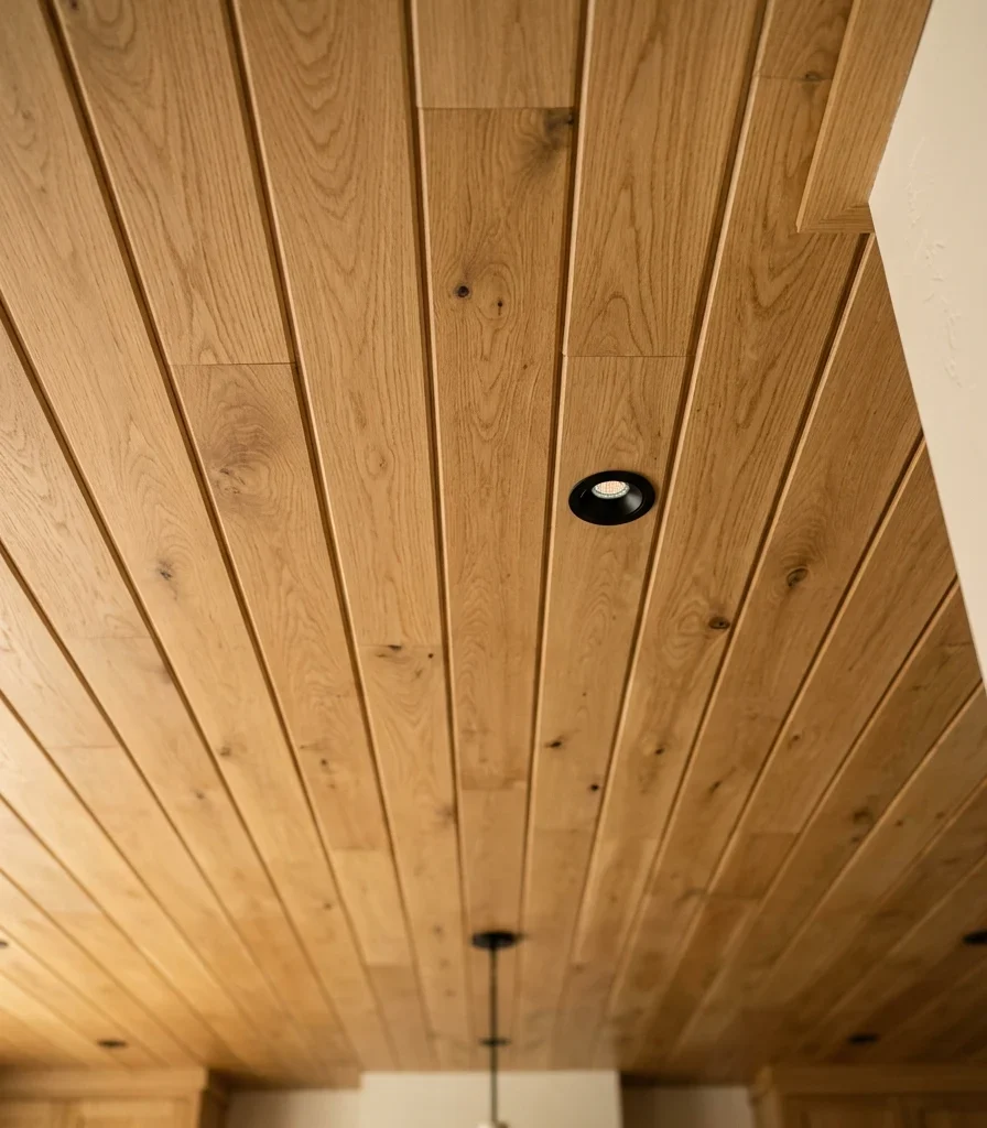 10. Install a Tongue-and-Groove Wood Plank Ceiling
