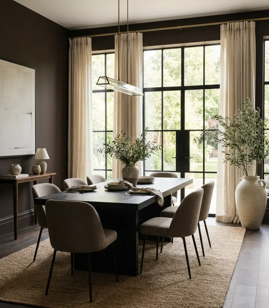 10. Use Floor-to-Ceiling Curtains to Soften the Darkness