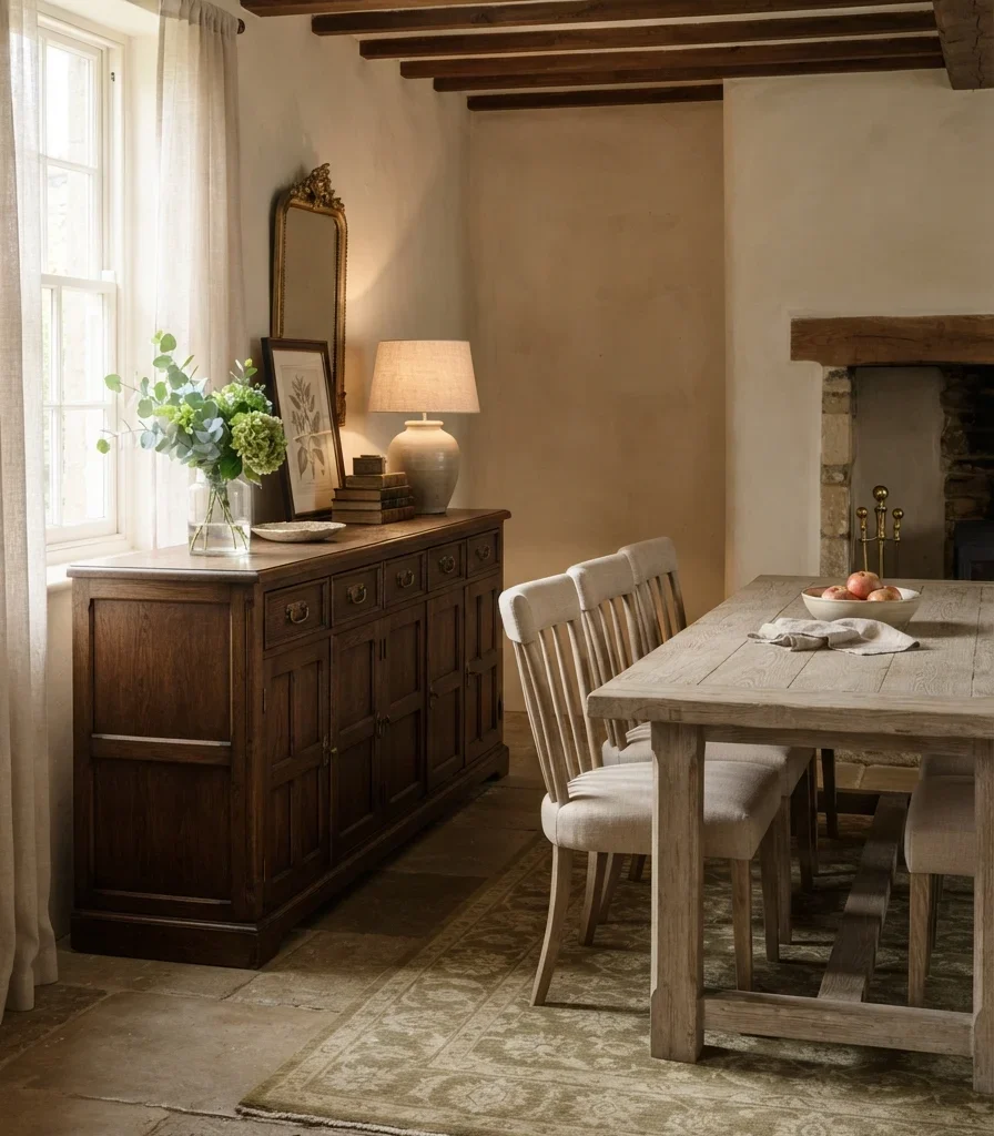 10. Use an Antique-Style Sideboard to Balance the Table