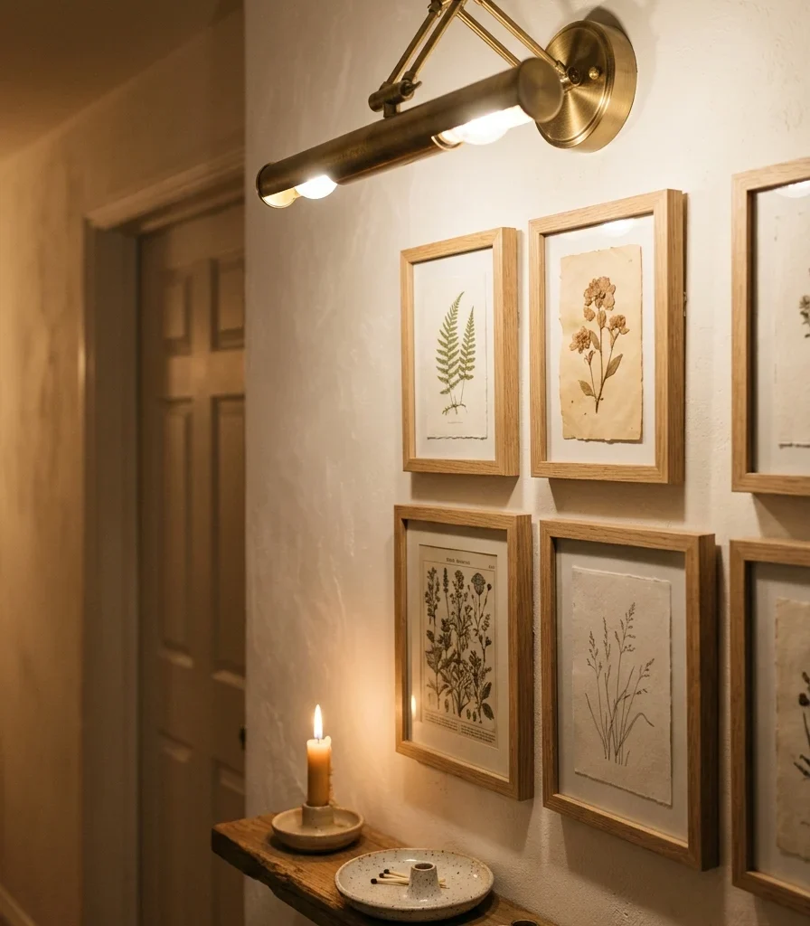 10. Wall Sconces Lighting a Gallery Wall
