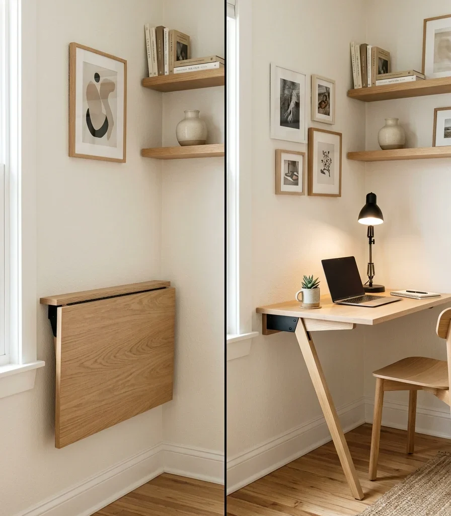 11. Fold-Flat Wall Desk for a Corner That Needs to Disappear