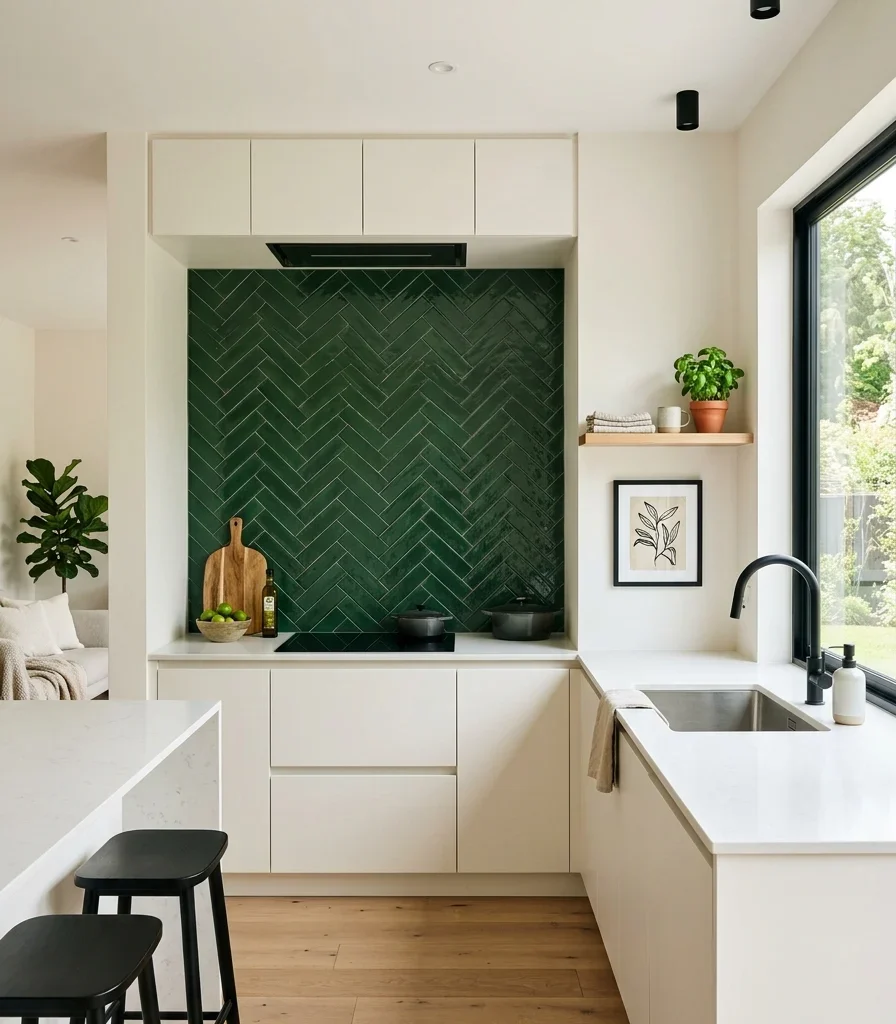 11. Paint Walls Warm White to Let One Bold Element Shine