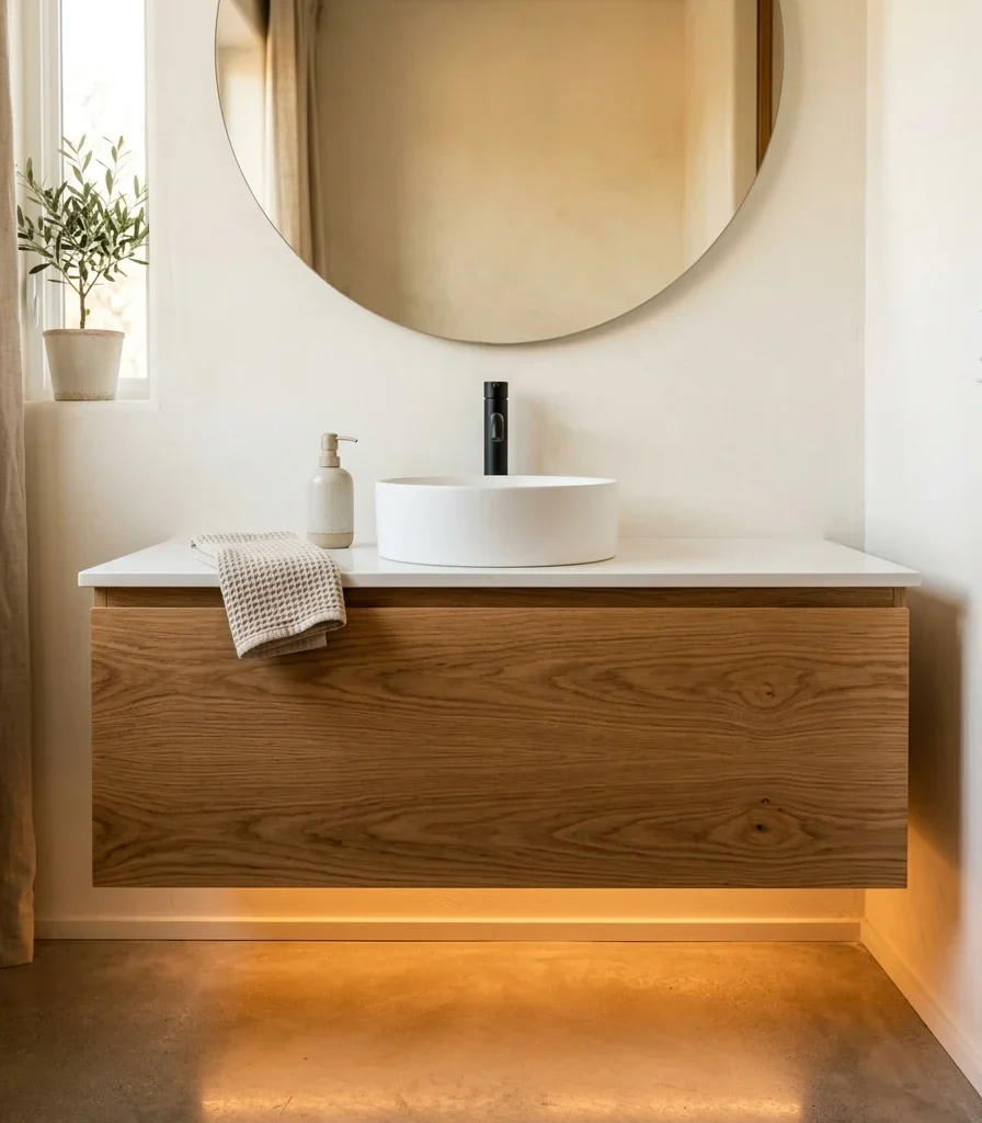 11. Under-Cabinet LED Strip for a Floating Vanity