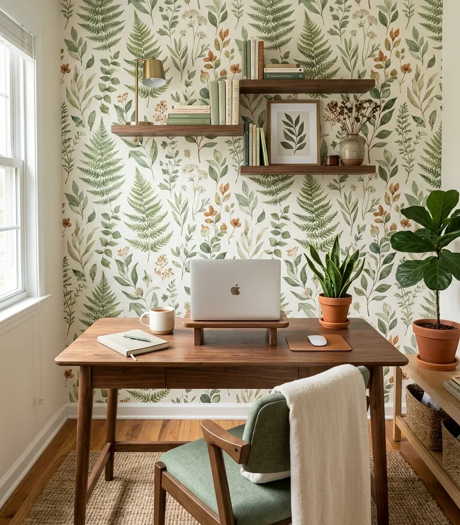 11. Wallpapering the Back Wall Behind the Desk