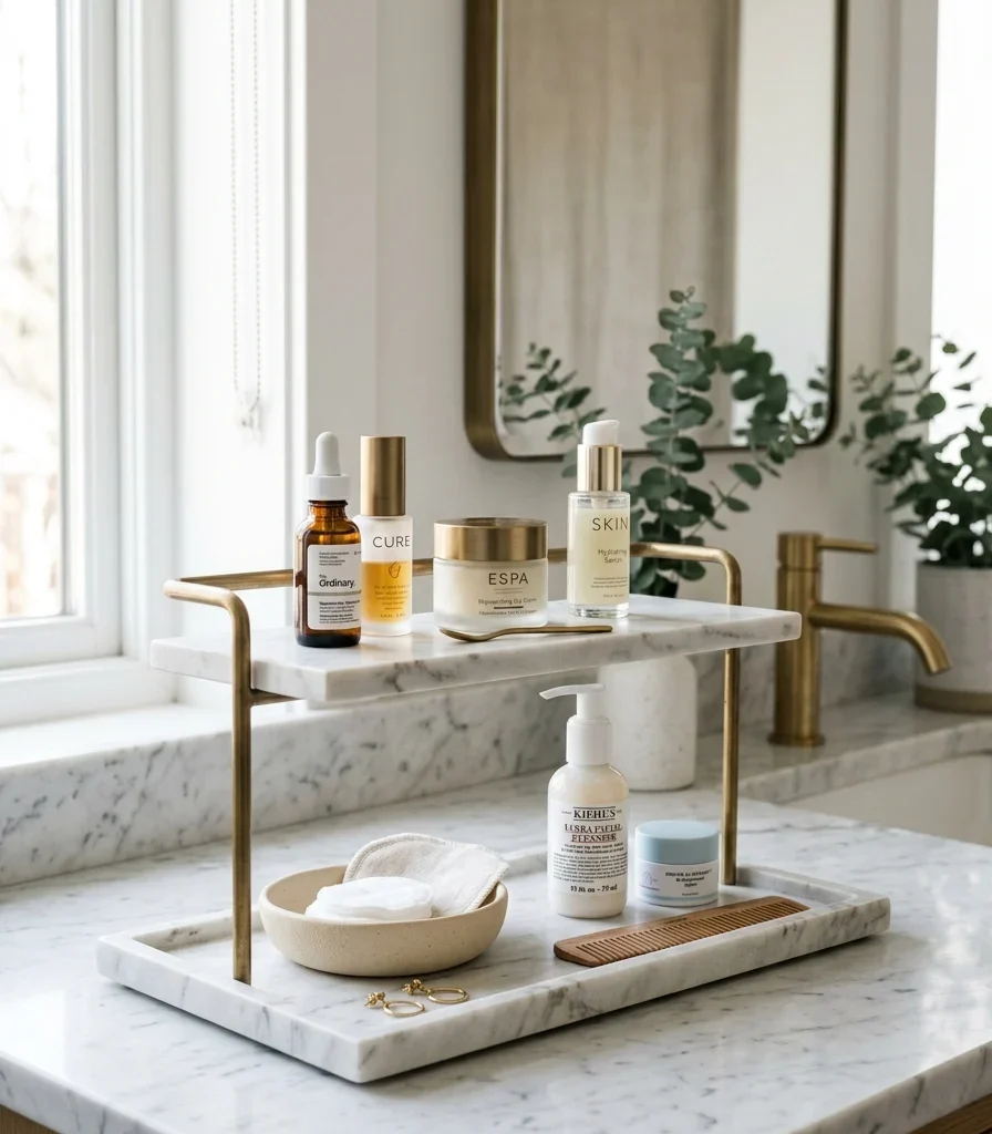12. Add a Tiered Countertop Organizer Tray for Daily Essentials