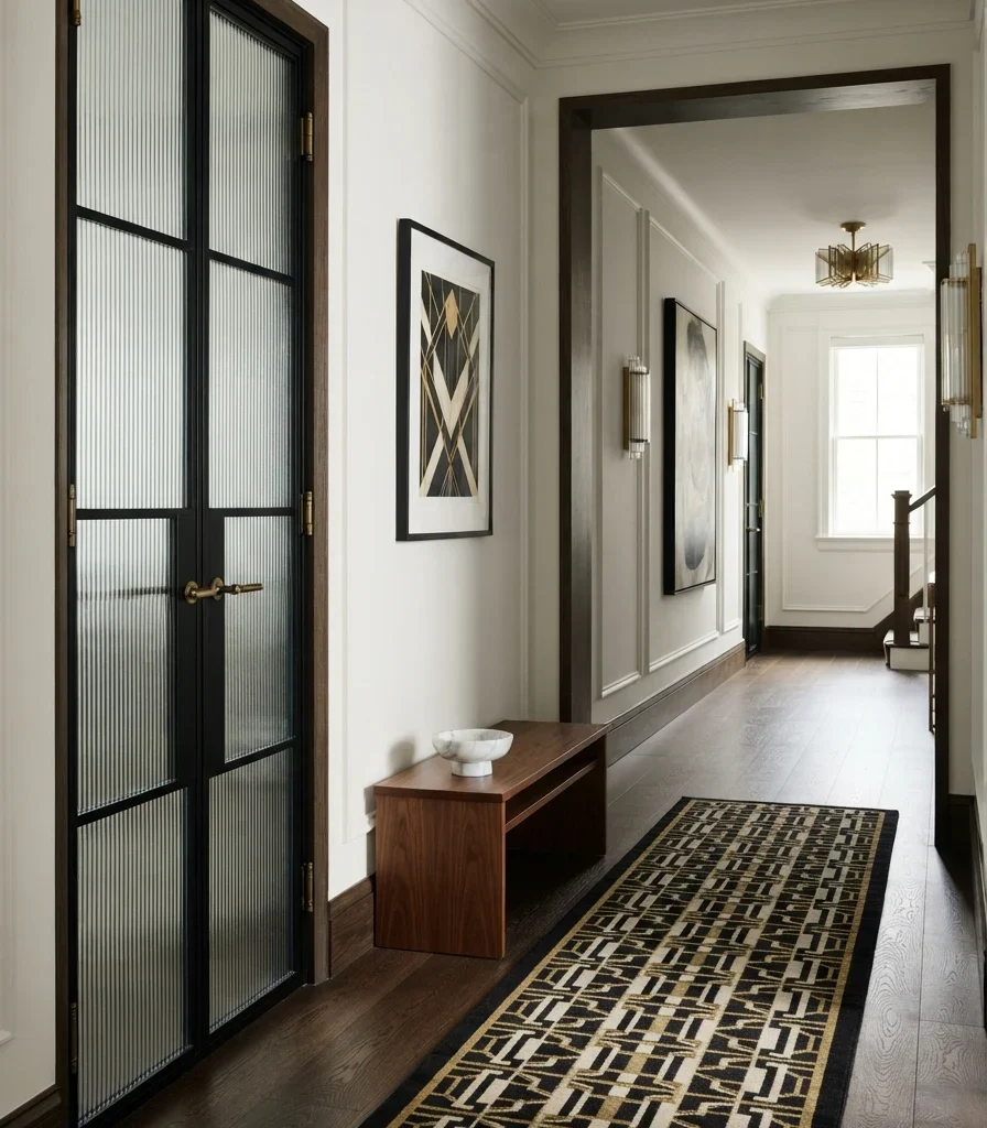 12. Fluted Glass Door with Brass Frame