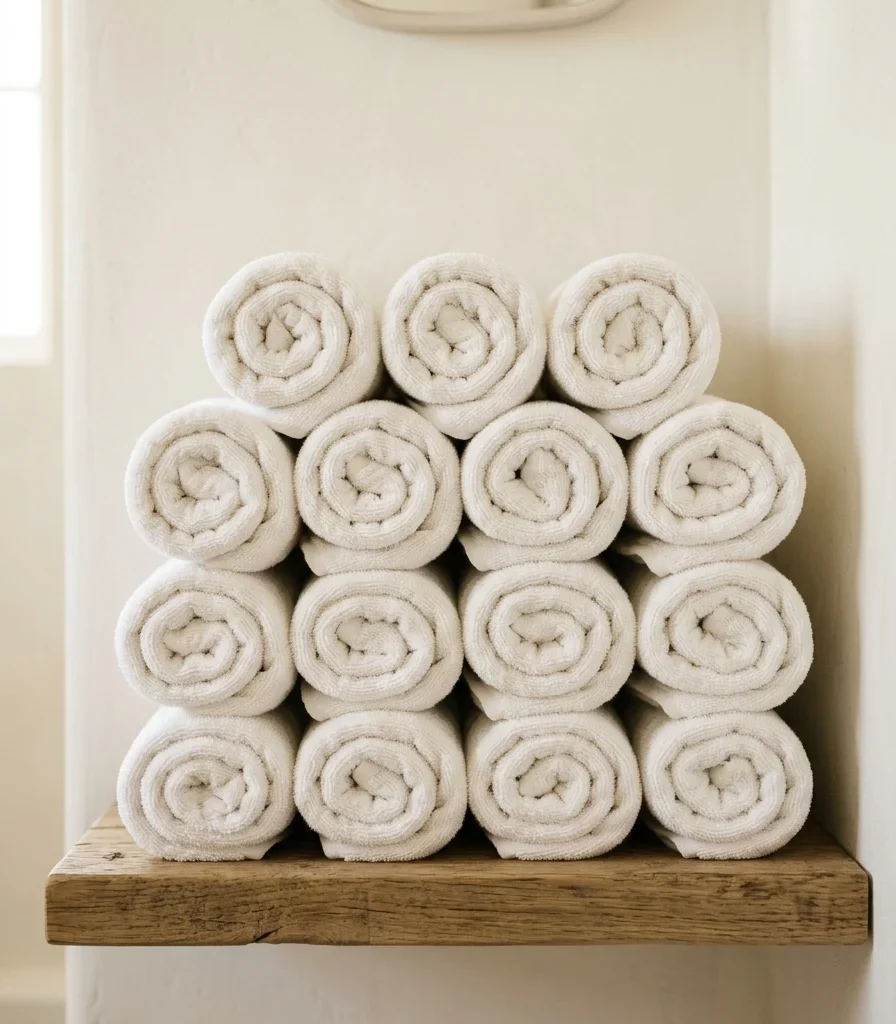 12. Monochromatic Towel Styling in a Single Tone