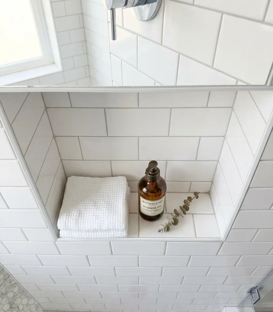 12. Open Tile Niche Shelving for Display