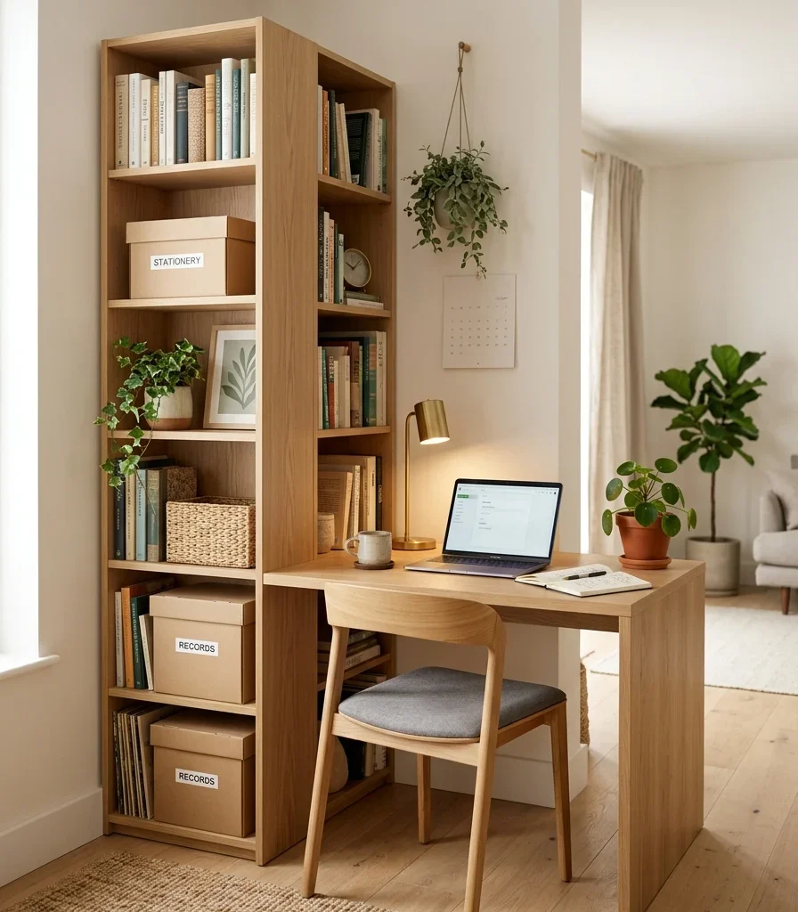 12. Slim Bookcase as a Soft Boundary for the Corner Office