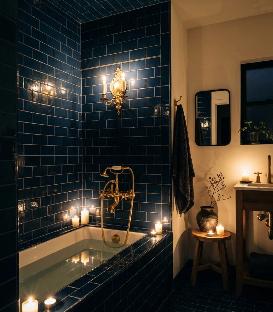 13. A Dark, Moody Tub Surround for Genuine Drama