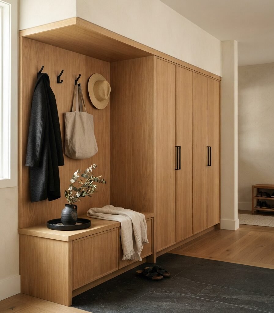 13. Black Hardware Against Warm Oak