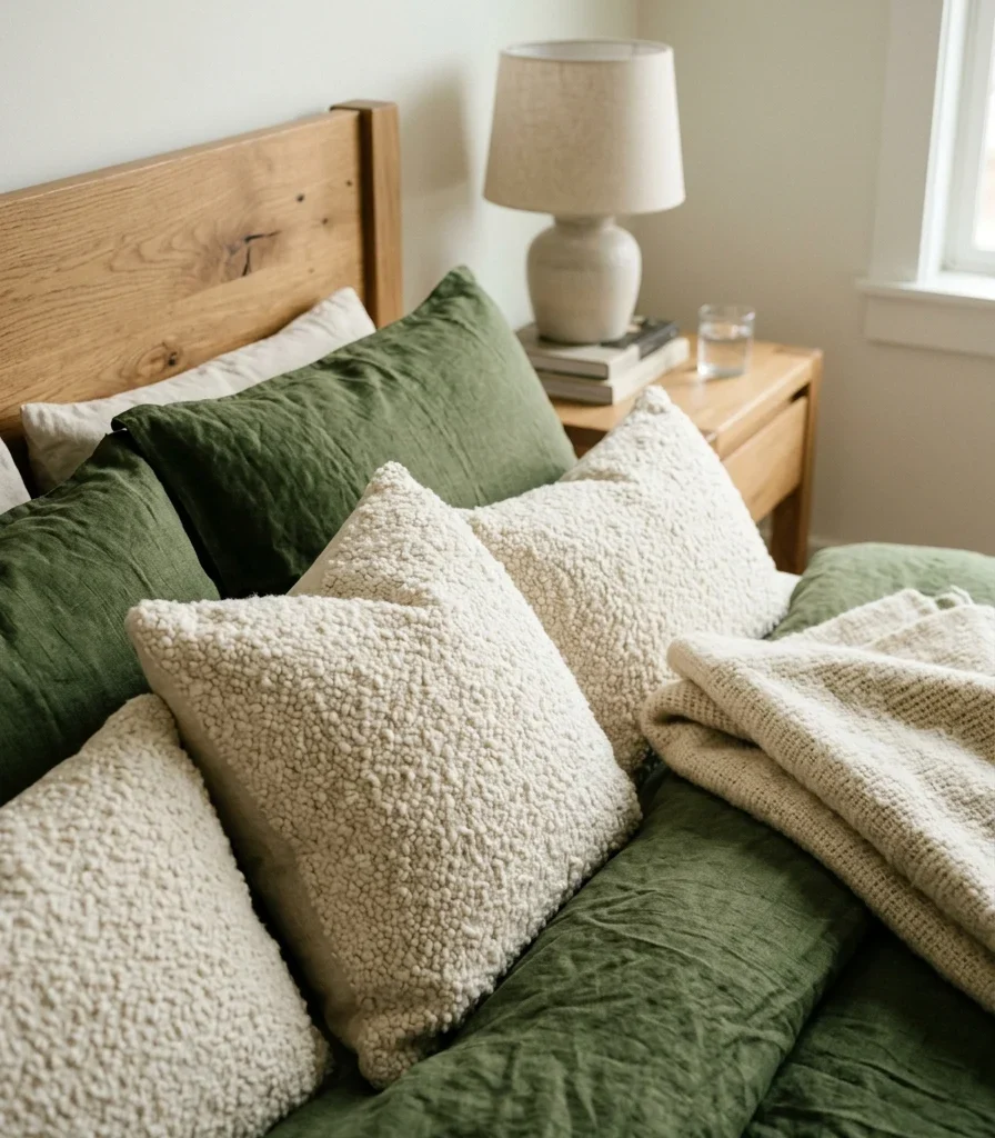 13. Boucle Throw Pillows for Tactile Softness