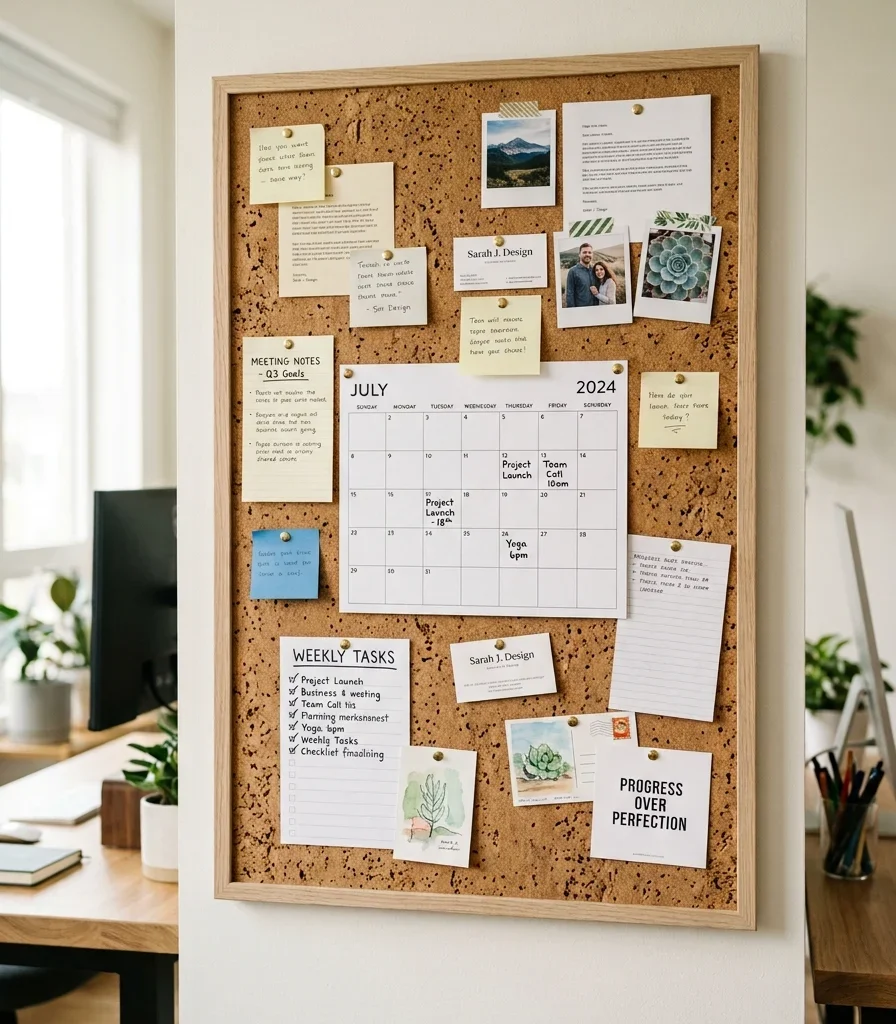 13. Cork Bulletin Wall Panel for Shared Notes