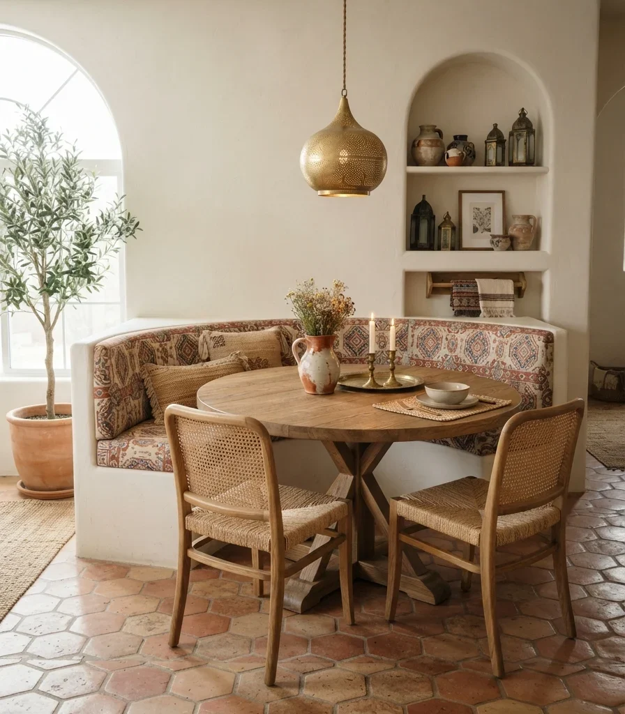13. Create a Moroccan Dining Nook Around a Round Table
