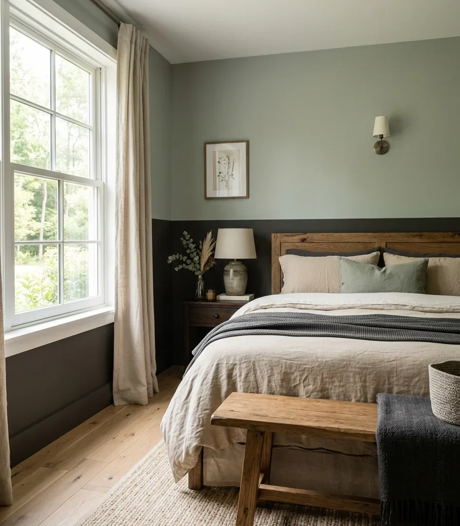 13. Dusty Sage and Warm Charcoal Contrast