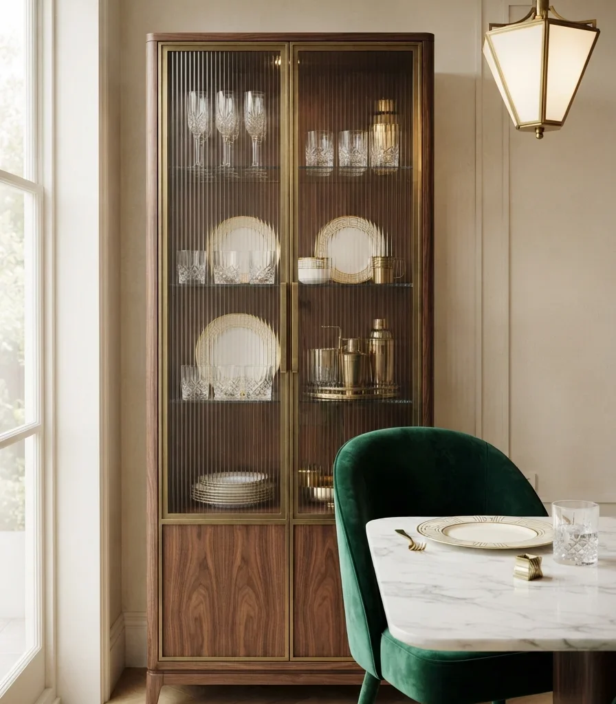 13. Fluted Glass Cabinet Doors for Deco Texture