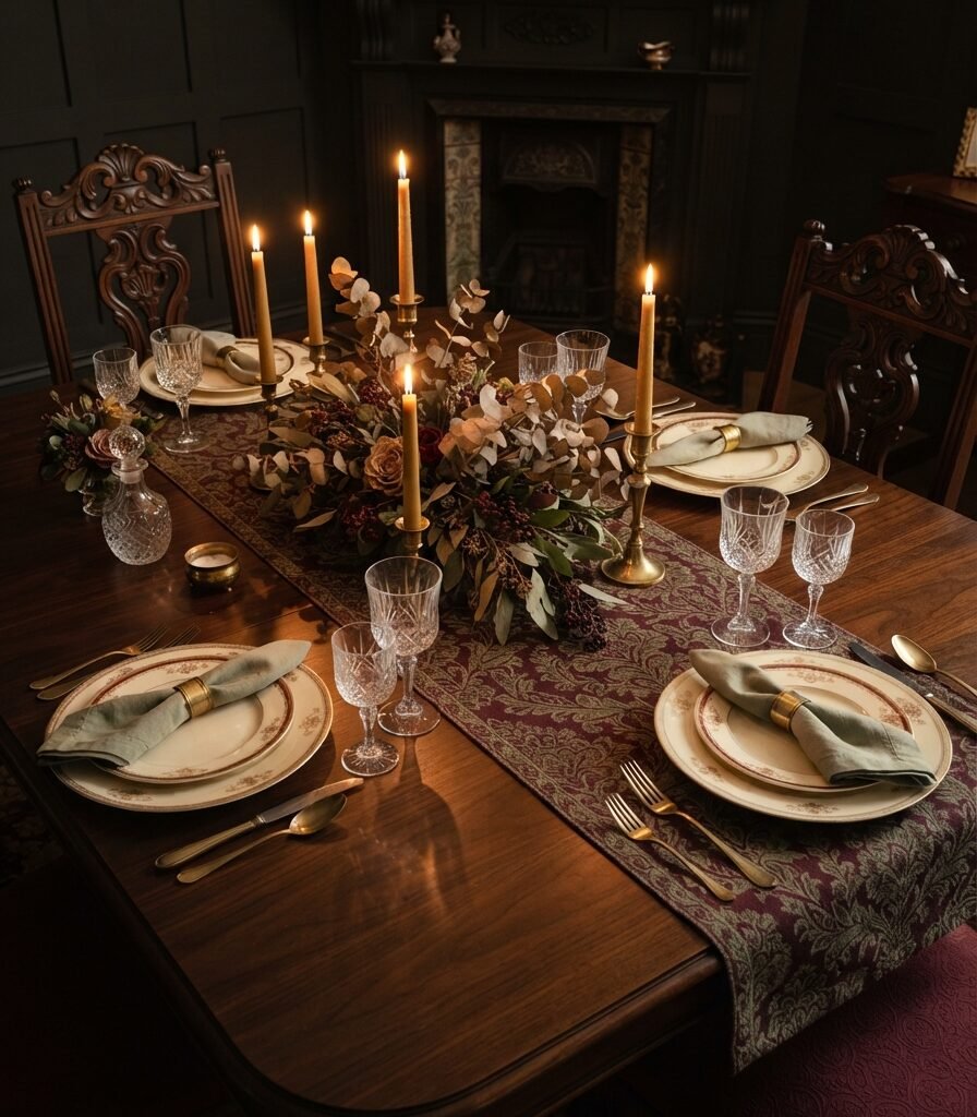 13. Gothic Revival Dining Room With Arched Details