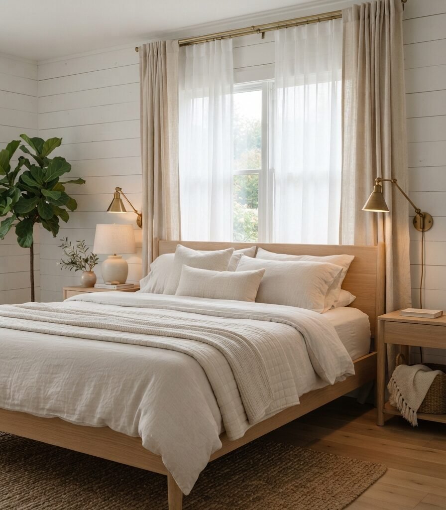 13. Layer a Drop Cloth with a Sheer for Better Light Control