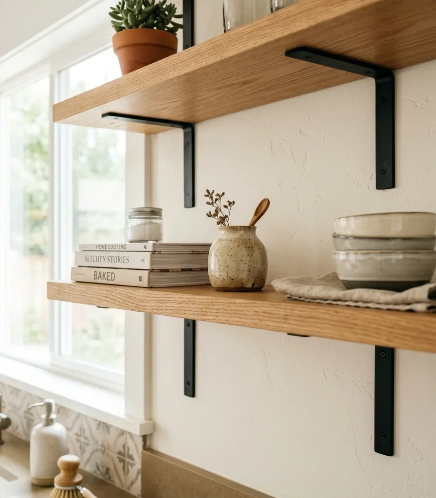 13. Open Shelves Cost Less Than Upper Cabinets to Install