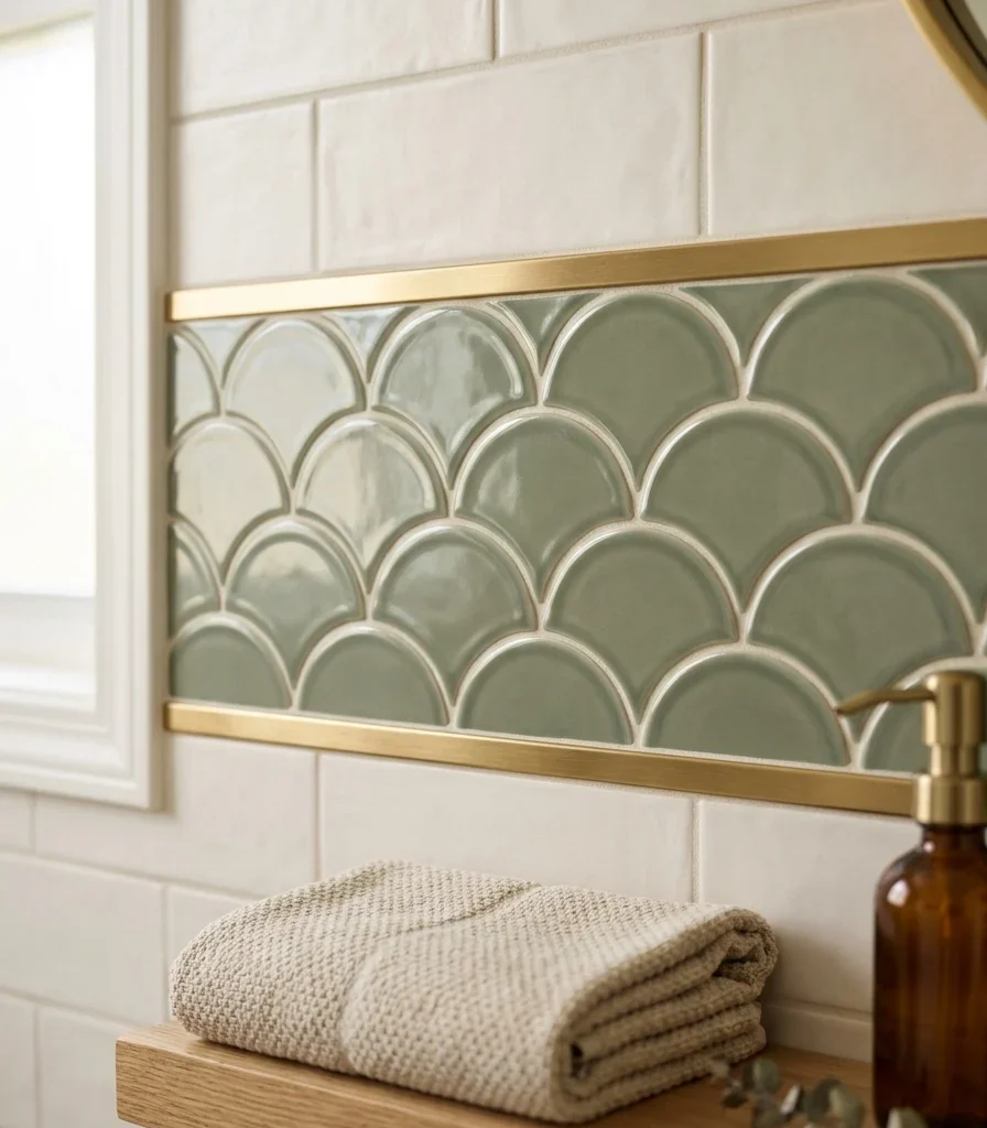 13. Scalloped or Fluted Tile for Playful Texture
