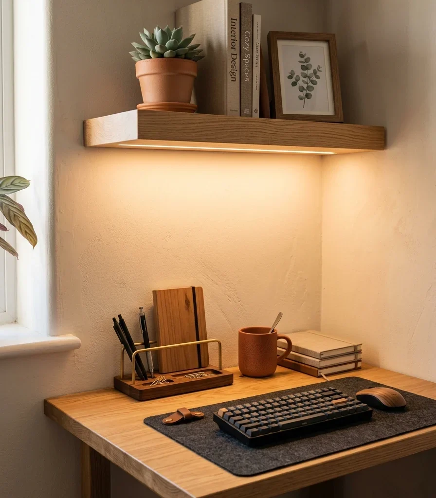 13. Under-Shelf Lighting to Brighten a Dim Corner