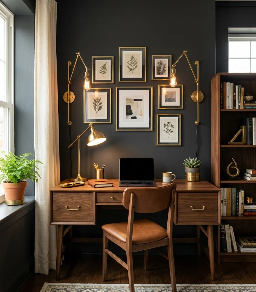 13. Warm Brass Hardware Repeated Across Every Fixture
