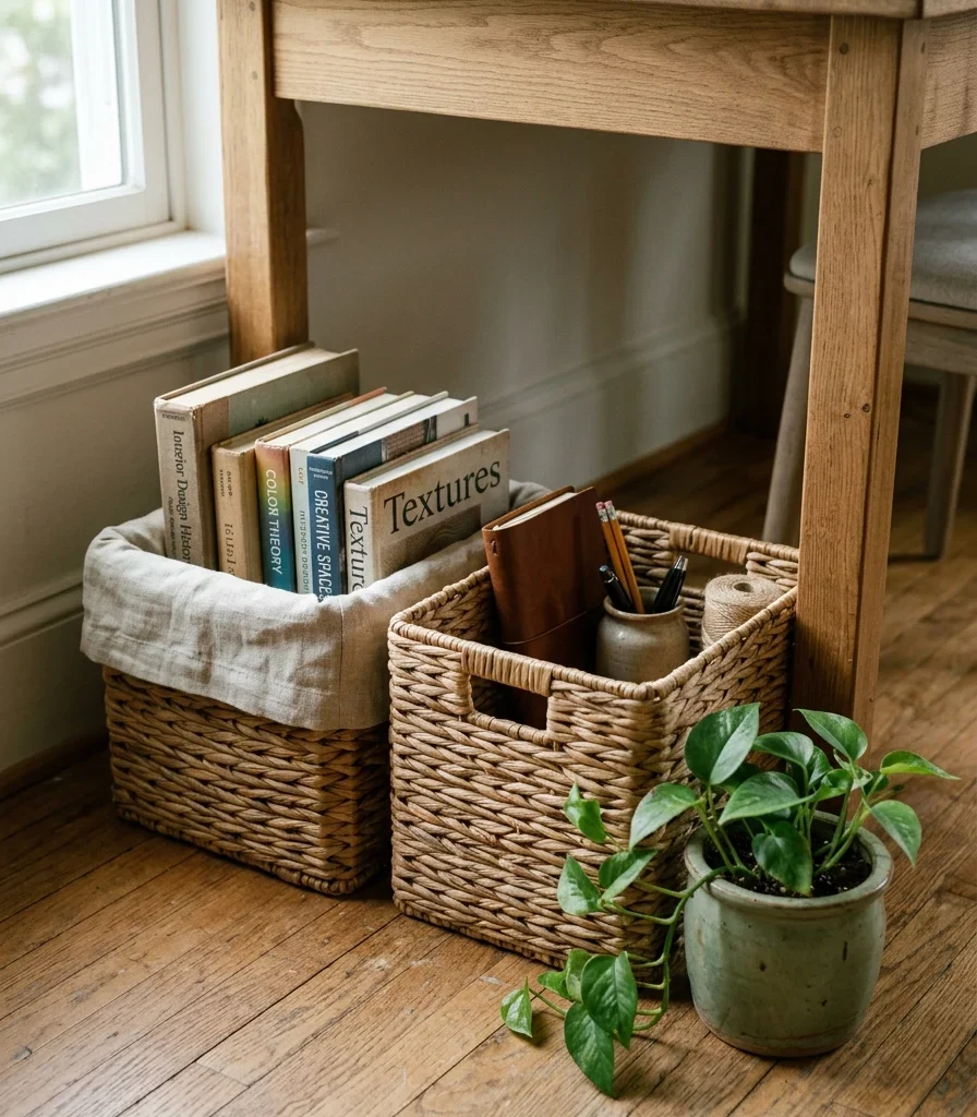 13. Woven Rattan Baskets for Soft-Sided Storage