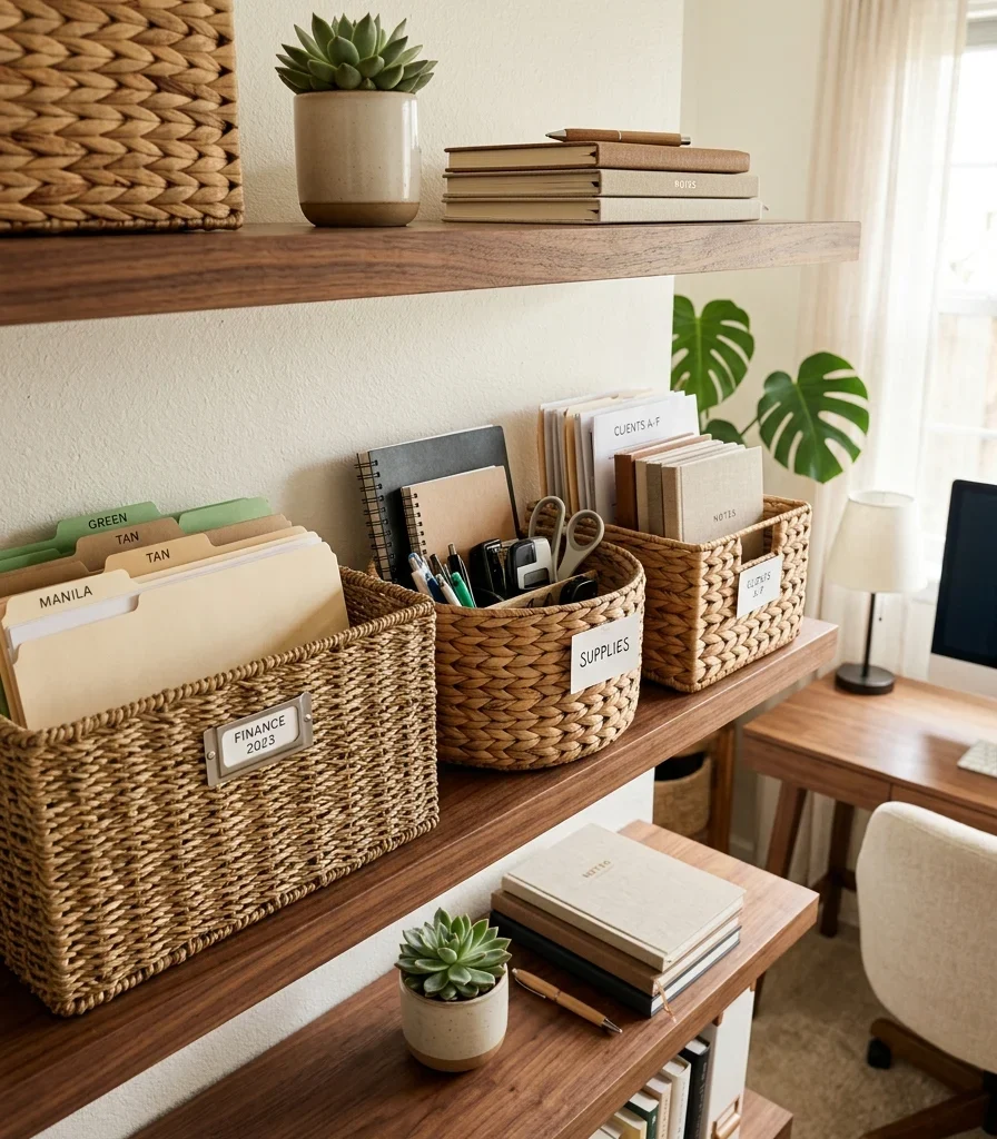 14. A Woven Basket System for Paper Storage