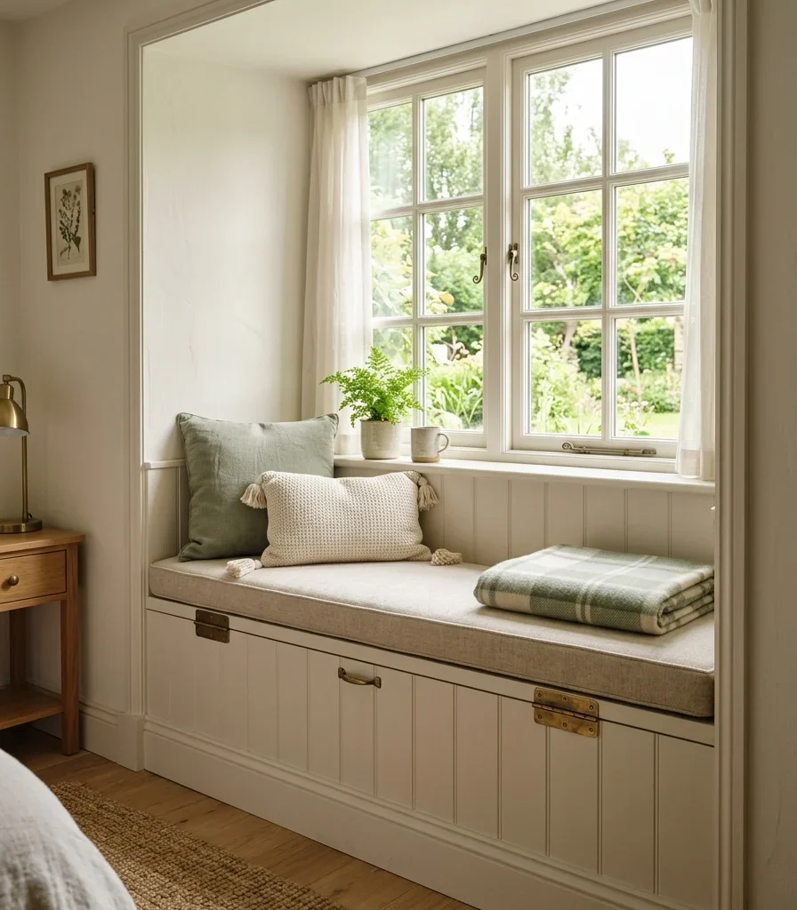 14. Built-In Window Seat with Storage