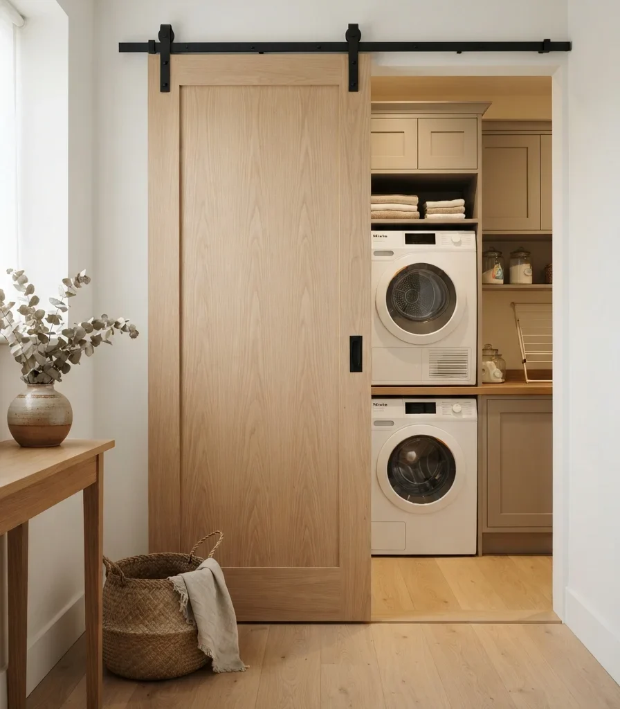 14. Use a Sliding Door for a Narrow Utility Room
