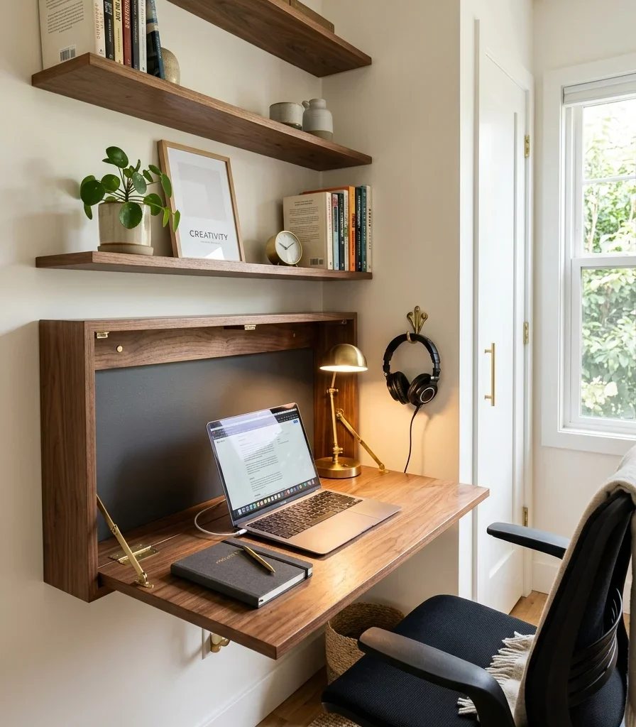 15. A Fold-Down Desk for a Genuinely Tiny Footprint