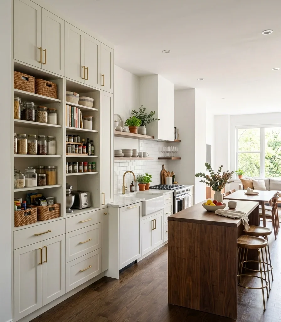 15. A Vertical Pantry Wall to Avoid Floor-Level Clutter
