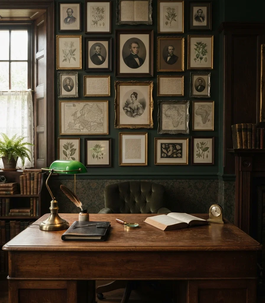 16. Use a Gallery-Style Desk Wall for Visual Focus