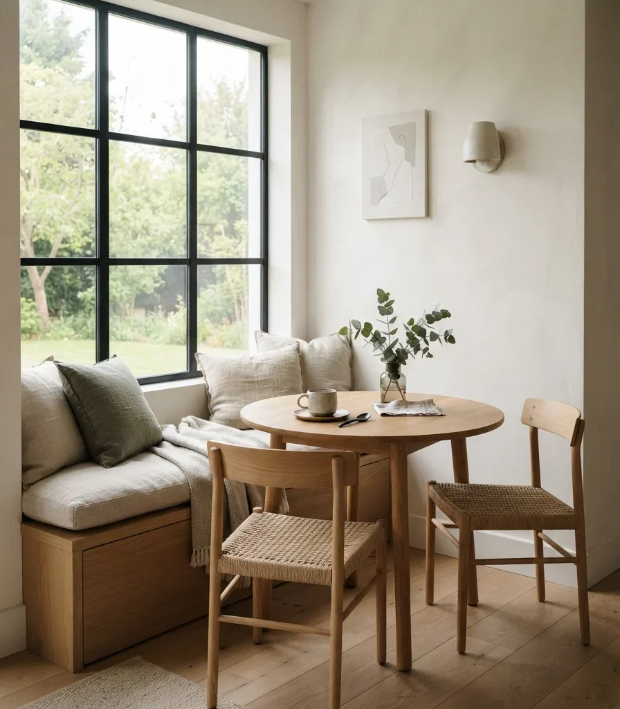 17. Japandi Dining Nook With Window Seat