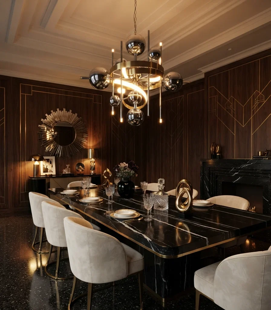 17. Sculptural Chrome and Brass Lighting