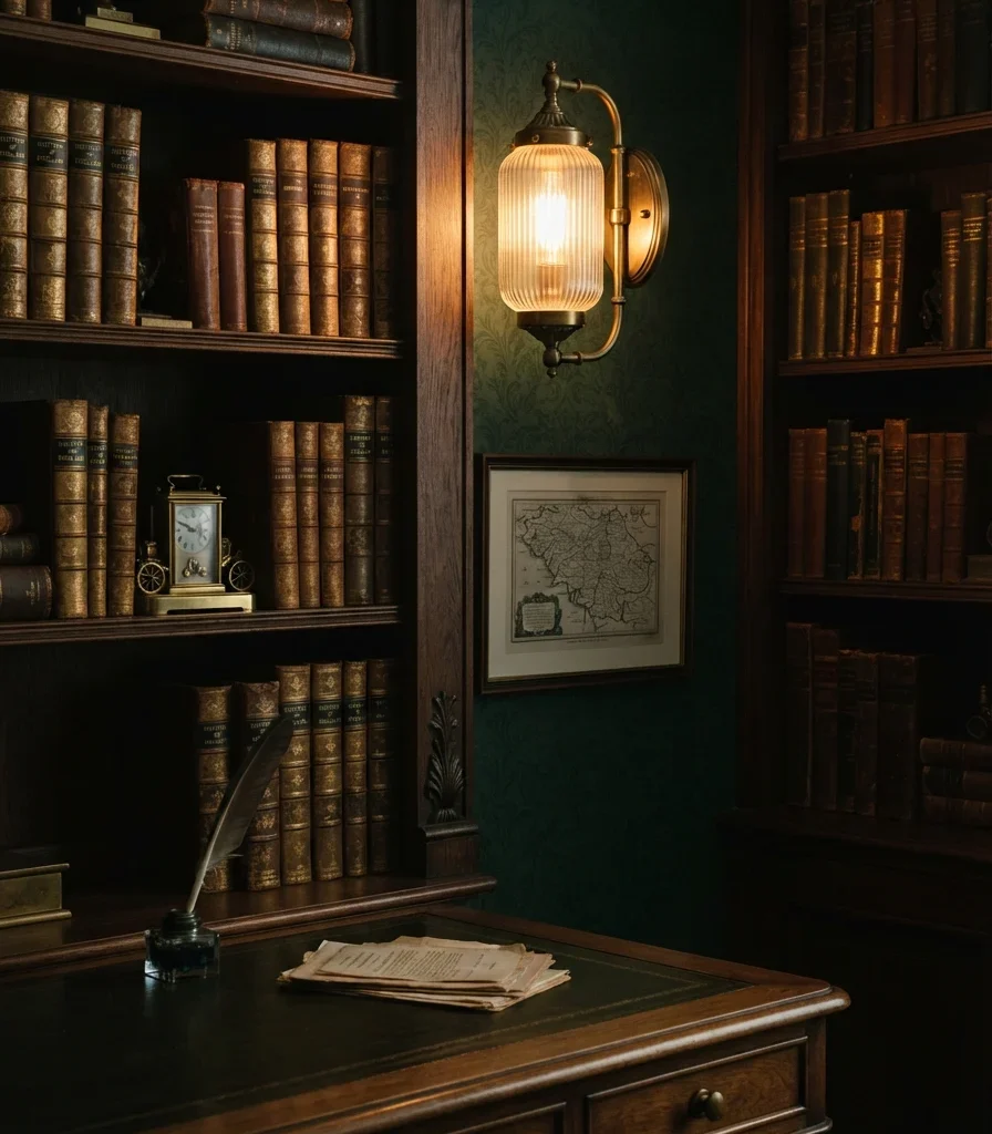 17. Warm the Room With a Brass and Glass Library Light